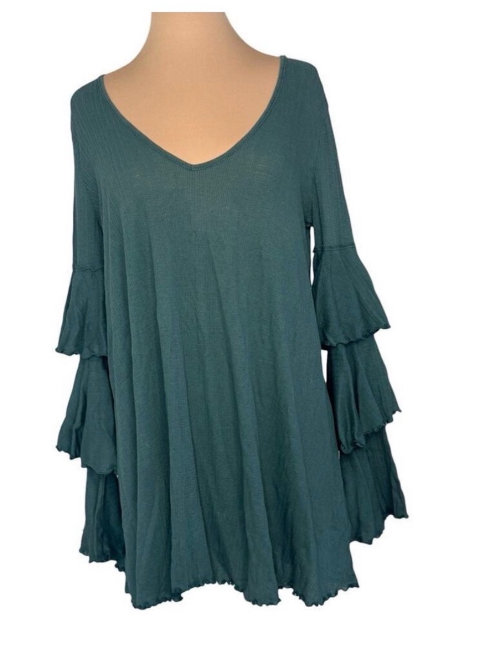 Free people beach Long flare tiered sleeve TUNIC dress sz S summer vacay beach